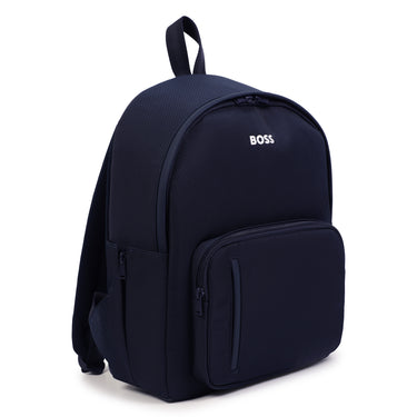 BOSS Backpack o mochila para niño y adolescente color azul marino pequeño logo blanco
